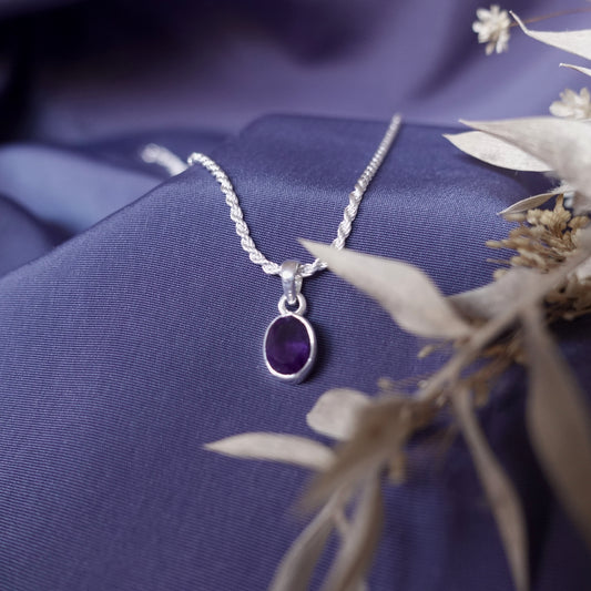 Colgante de plata y amatista facetada