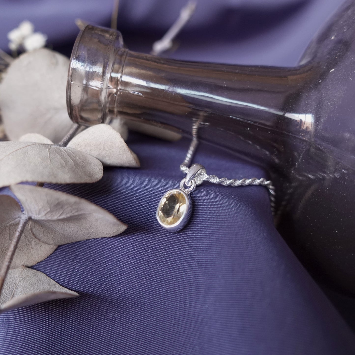 Colgante de plata y citrino calentado facetado