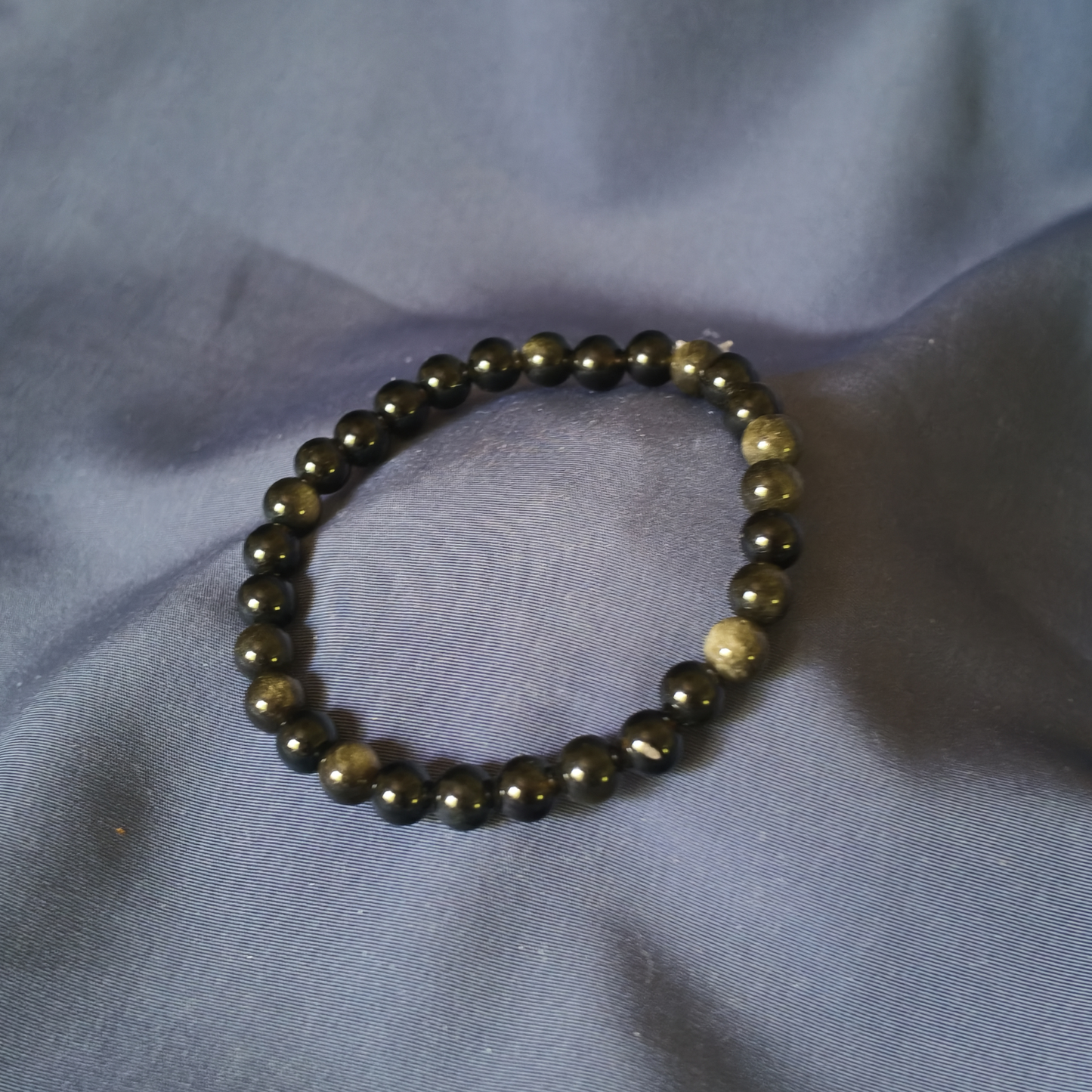 Pulsera obsidiana dorada 8mm