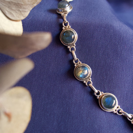 Pulsera de labradorita en plata. Protección y magia